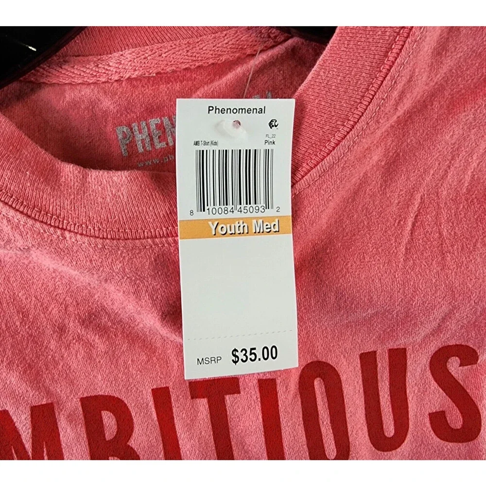 Phenomenal Ambitious Printed T-Shirt Kids M (8-10) Pink Short Sleeve Pullover~ - Picture 7 of 14